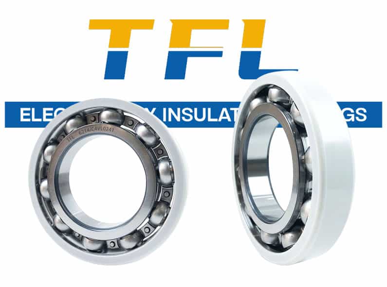 the image shows two 6214 C4VL0241 insulated ball bearings. The bearings' outer rings have insulating coating.