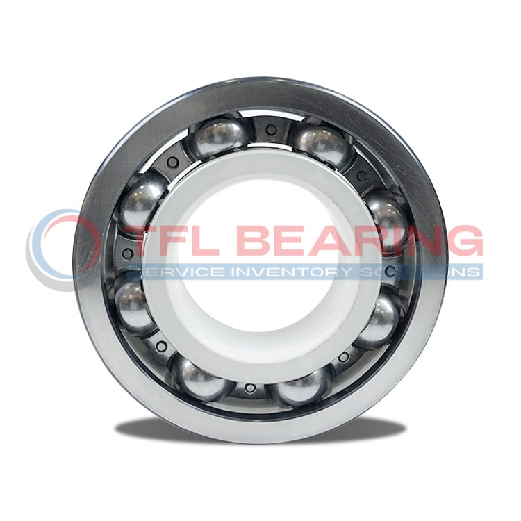 The picture shows an electrical insulated bearing 6219/C3VL2071. Its inner ring has an insulating coating and the cage is made of steel.