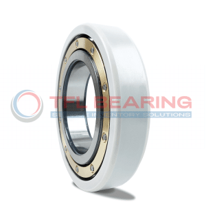 A 6318M/C4VL0241 anti-current ball bearing with machined brass cage.