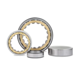 A side view of a robust, electrically insulated cylindrical roller bearing designed for high performance and durability in applications requiring electrical current protection.