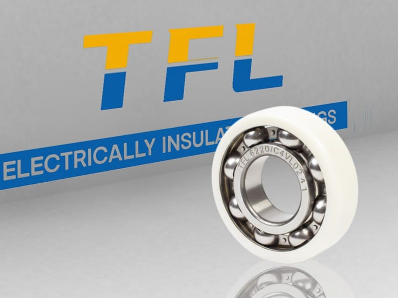 The picture shows an electrical insulated bearing 6220/C4VL0241. Its outer ring has an insulating coating and the cage is made of steel.