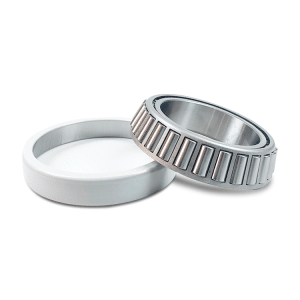 Tapered roller bearing components displayed.
