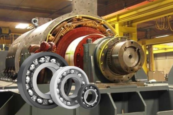 Steel mill maintenance technician installing TFL insulated bearing on Siemens 1LA8 motor NDE.