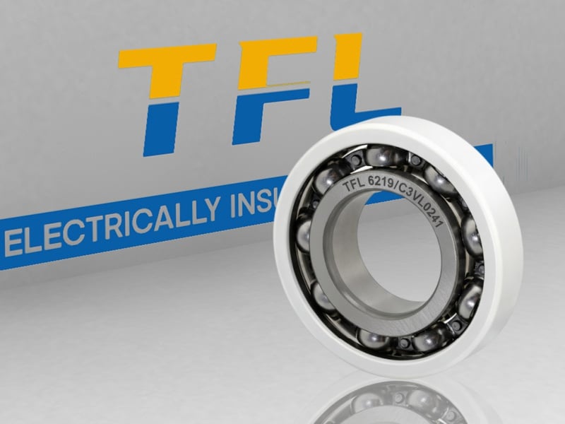 The picture shows an electrical insulated bearing 6219/C3VL0241. Its outer ring has an insulating coating and the cage is made of steel.