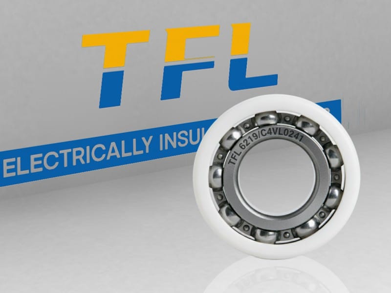 The picture shows an electrical insulated bearing 6219/C4VL0241. Its outer ring has an insulating coating and the cage is made of steel.