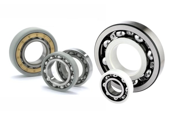 Technical illustration showing the plasma-sprayed alumina insulation layer on the outer ring of an electrically insulated bearing.