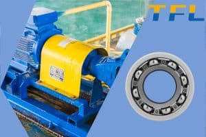an electrically insulated bearing installed in a centrifugal pump motor driven by a VFD to prevent shaft currents.