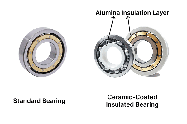 compared different motor bearing: standard motor bearing vs. insulated motor bearing